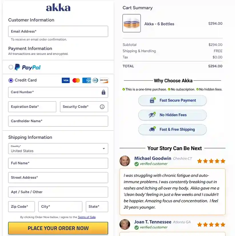 Akka Order Page